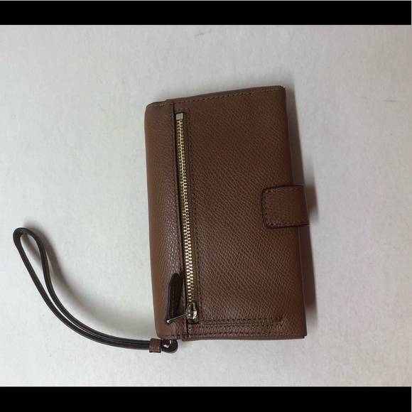 Coach Phone Leather Clutch in Saddle